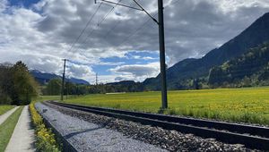 Preview wallpaper railroad, turn, mountains, landscape