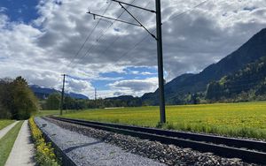 Preview wallpaper railroad, turn, mountains, landscape