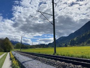 Preview wallpaper railroad, turn, mountains, landscape