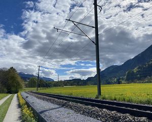 Preview wallpaper railroad, turn, mountains, landscape