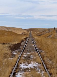 Preview wallpaper rails, field, railway, way