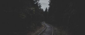 Preview wallpaper rails, railroad, dark, trees, dusk