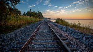 Preview wallpaper rails, railroad, nature, landscape