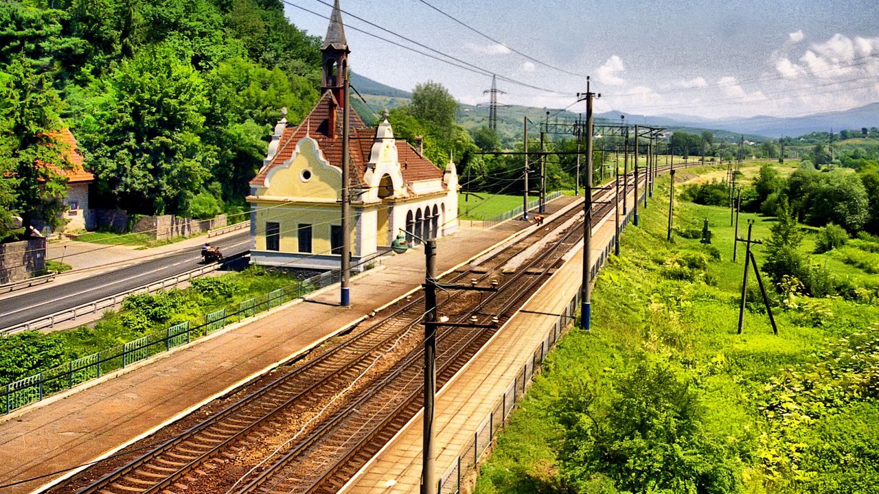 Wallpaper rails, railway, station, greens, summer, solarly