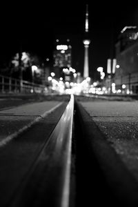 Preview wallpaper rails, road, lights, blur, bw