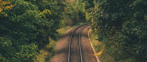 Preview wallpaper rails, trees, aerial view, nature