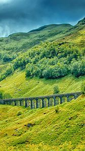 Preview wallpaper railway bridge, grass, trees