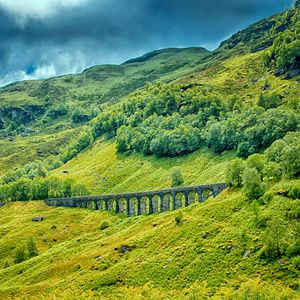 Preview wallpaper railway bridge, grass, trees