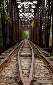 Preview wallpaper railway, bridge, trees