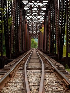 Preview wallpaper railway, bridge, trees