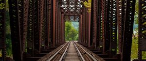 Preview wallpaper railway, bridge, trees