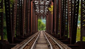 Preview wallpaper railway, bridge, trees