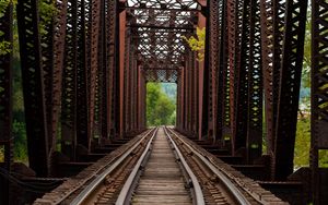 Preview wallpaper railway, bridge, trees