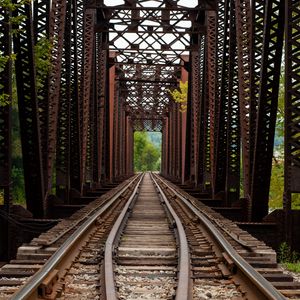 Preview wallpaper railway, bridge, trees