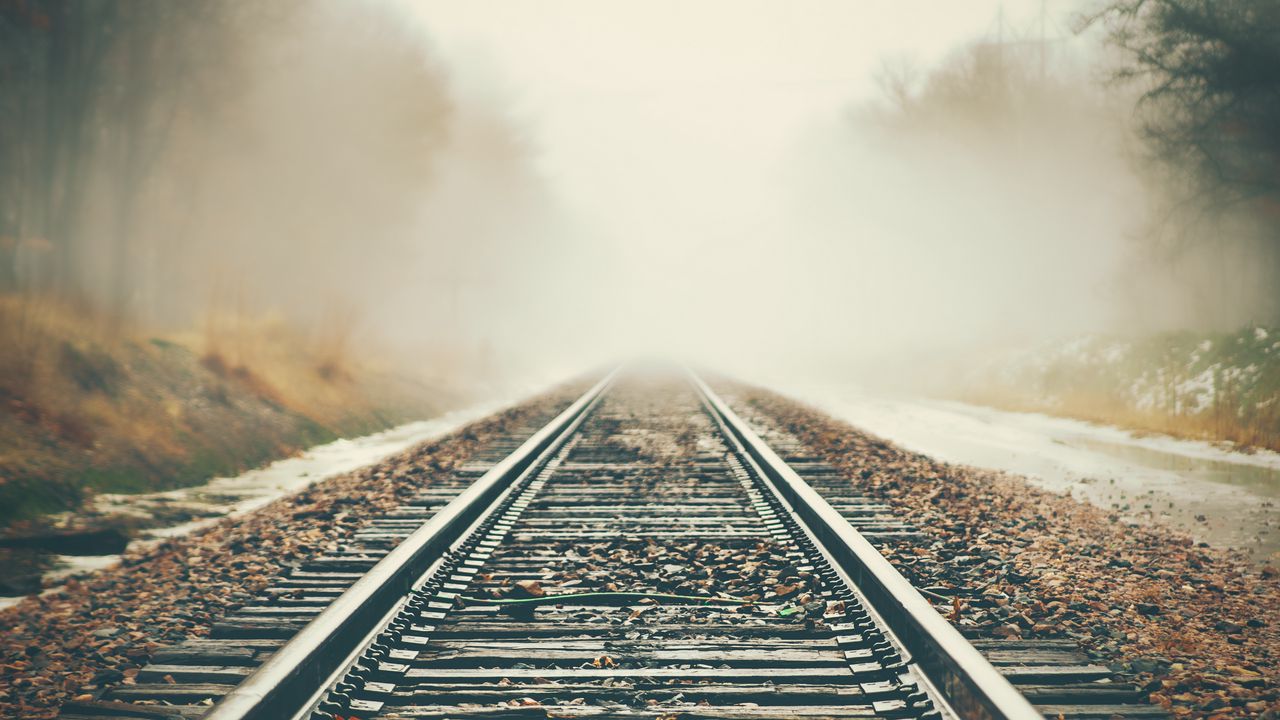 Wallpaper railway, fog, autumn, direction