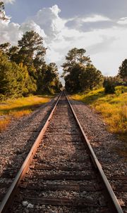 Preview wallpaper railway, grass, sky, summer