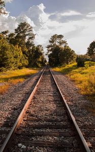 Preview wallpaper railway, grass, sky, summer