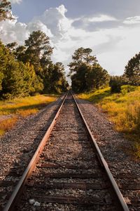 Preview wallpaper railway, grass, sky, summer