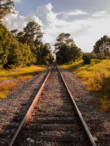 Preview wallpaper railway, grass, sky, summer
