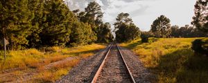 Preview wallpaper railway, grass, sky, summer