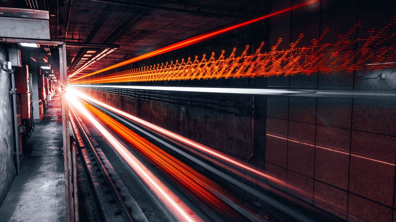 Wallpaper railway, light, speed