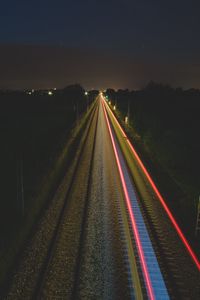 Preview wallpaper railway, lights, long exposure, night