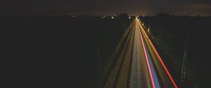 Preview wallpaper railway, lights, long exposure, night