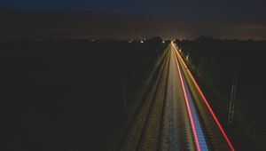 Preview wallpaper railway, lights, long exposure, night