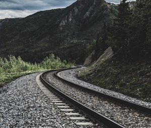 Preview wallpaper railway, mountains, turn