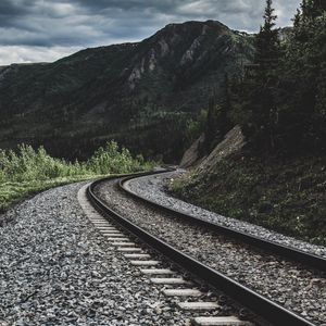 Preview wallpaper railway, mountains, turn