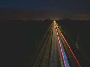 Preview wallpaper railway, night, backlight