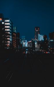 Preview wallpaper railway, night, city, light