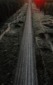 Preview wallpaper railway, rails, aerial  view, way, nature