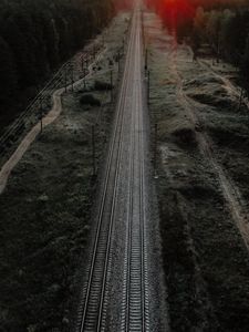 Preview wallpaper railway, rails, aerial  view, way, nature