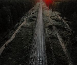 Preview wallpaper railway, rails, aerial  view, way, nature