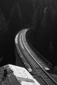Preview wallpaper railway, rails, bw, forest, trees