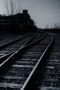 Preview wallpaper railway, sky, evening, black and white