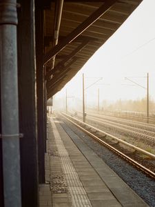 Preview wallpaper railway, station, fog