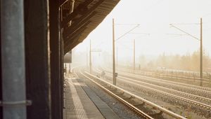 Preview wallpaper railway, station, fog