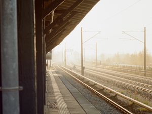 Preview wallpaper railway, station, fog