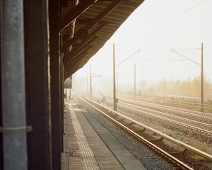 Preview wallpaper railway, station, fog