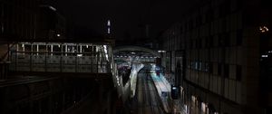 Preview wallpaper railway, station, night, night city