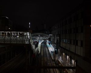 Preview wallpaper railway, station, night, night city