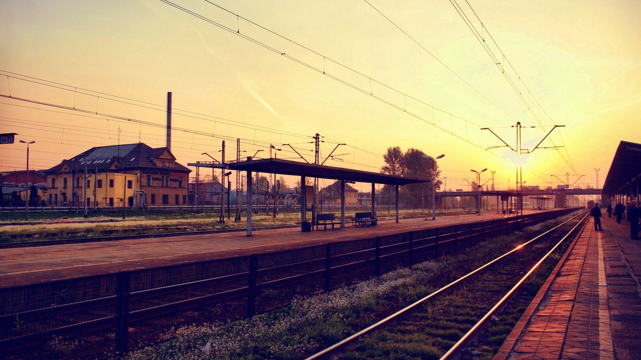 Wallpaper railway station, sky, building hd, picture, image