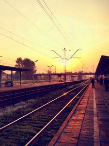 Preview wallpaper railway station, sky, building