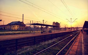 Preview wallpaper railway station, sky, building