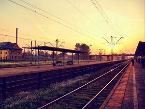 Preview wallpaper railway station, sky, building