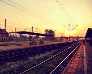 Preview wallpaper railway station, sky, building