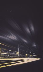 Preview wallpaper railway, train, light, traffic, night