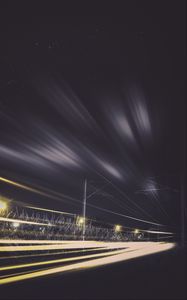 Preview wallpaper railway, train, light, traffic, night